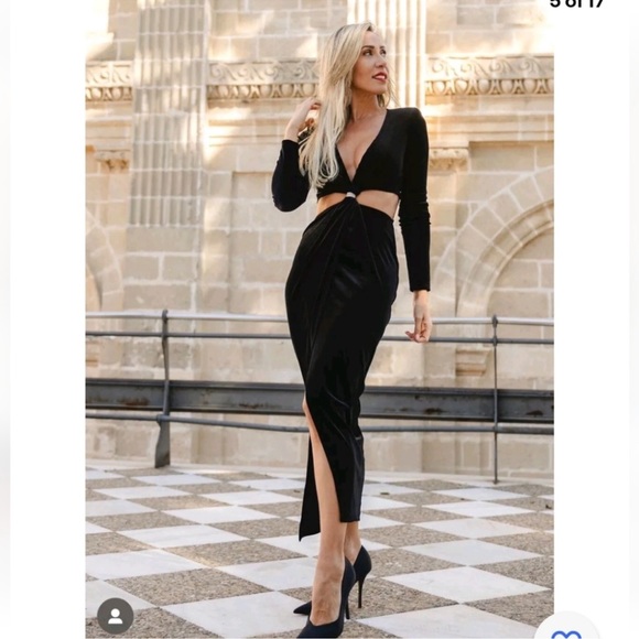 ZARA VELVET CUT OUT MIDI WITH RHINESTONE APPLIQUÉ - Picture 7 of 16